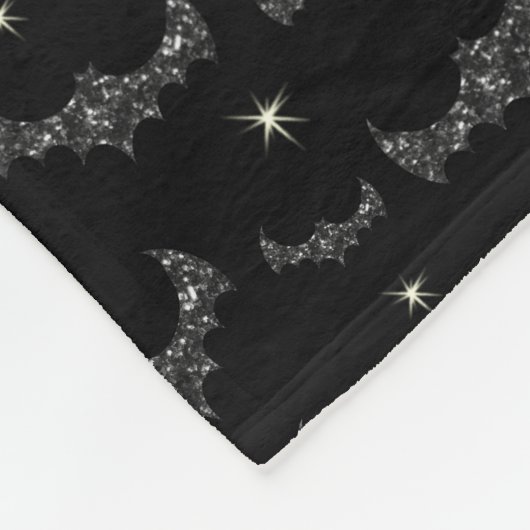 Personalisierter Name Schwarzer Glitzer Fleecedecke (Ecke)