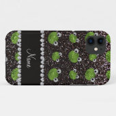 Personalisierter Name Schwarzer Glitzer Frosch Case-Mate iPhone Hülle (Rückseite (Horizontal))