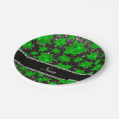 Personalisierter Name Schwarzer Glitzer Meeresschi Pappteller (Schrägansicht)