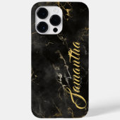 Personalisierter Name Schwarzer goldener Marmor Case-Mate iPhone Hülle (Rückseite)