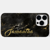Personalisierter Name Schwarzer goldener Marmor Case-Mate iPhone Hülle (Rückseite (Horizontal))
