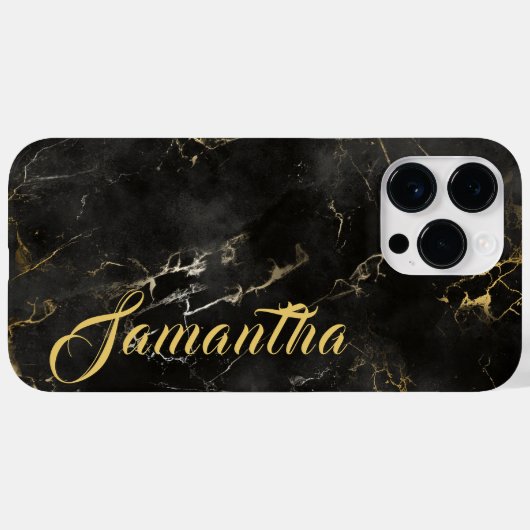 Personalisierter Name Schwarzer goldener Marmor Case-Mate iPhone Hülle (Rückseite (Horizontal))