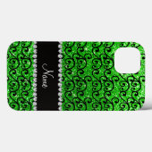 Personalisierter Name Schwarzer Kalkgrün Glitzer W Case-Mate iPhone Hülle (Rückseite (Horizontal))