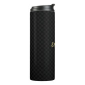 Personalisierter Name Schwarzer Karo Muster Sleek  Thermosbecher (Nach links gedreht)