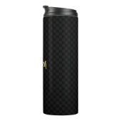 Personalisierter Name Schwarzer Karo Muster Sleek  Thermosbecher (Nach rechts gedreht)
