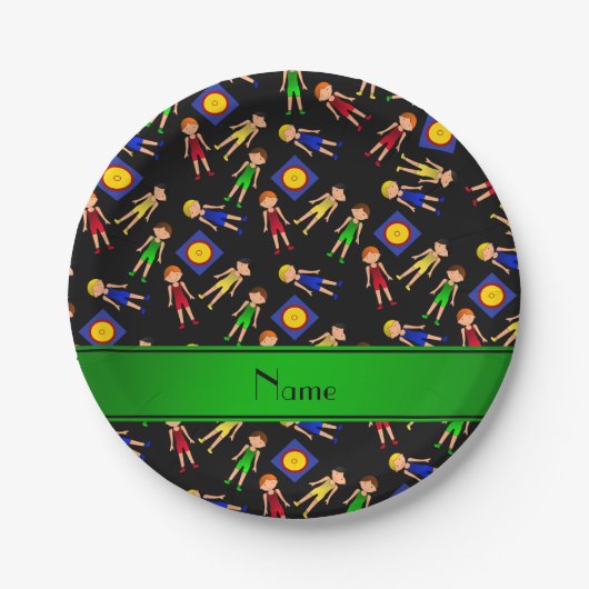 Personalisierter Name Schwarzer niedlicher Junge W Pappteller (Vorderseite)