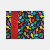 Personalisierter Name Schwarzer Regenbogen Narwale Fleecedecke (Vorderseite (Horizontal))