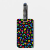 Personalisierter Name Schwarzer Regenbogenpolka-Pu Gepäckanhänger (Rückseite vertikal)