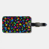 Personalisierter Name Schwarzer Regenbogenpolka-Pu Gepäckanhänger (Rückseite horizontal)