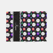 Personalisierter Name Schwarzer Volleyball-Regenbo Fleecedecke (Vorderseite (Horizontal))