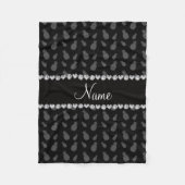 Personalisierter Name Schwarzes Ananas-Muster Fleecedecke (Vorderseite)
