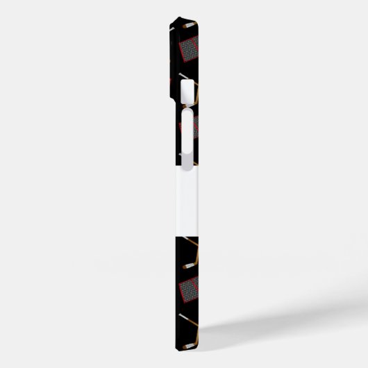 Personalisierter Name schwarzes Hockeymuster Case-Mate iPhone Hülle (Rückseite / Links)