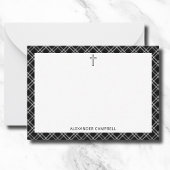 Personalisierter Name Schwarzes Kariertes Christli Mitteilungskarte