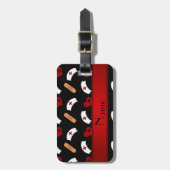 Personalisierter Name schwarzes Krankenmuster Gepäckanhänger (Vorderseite vertikal)