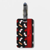 Personalisierter Name schwarzes Krankenmuster Gepäckanhänger (Rückseite vertikal)