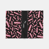Personalisierter Name schwarzes Speckmuster Fleecedecke (Vorderseite (Horizontal))
