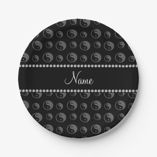 Personalisierter Name: schwarzes Yang Pappteller (Vorderseite)