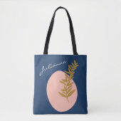 Personalisierter Name Script Blue Botanical Boho Tasche (Vorderseite)