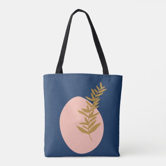 Personalisierter Name Script Blue Botanical Boho Tasche (Rückseite)