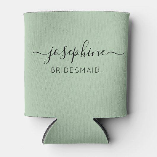 Personalisierter Name Script Green Bridesmaid Dosenkühler (Vorderseite)