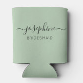 Personalisierter Name Script Green Bridesmaid Dosenkühler (Rückseite)