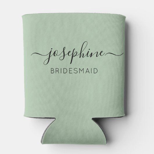 Personalisierter Name Script Green Bridesmaid Dosenkühler (Rückseite)