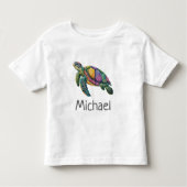 Personalisierter Name Sea Turtle Ocean Nautic Kleinkind T-shirt (Vorderseite)