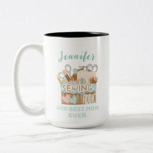 Personalisierter Name Seamstress Nähen Addict Mama Zweifarbige Tasse