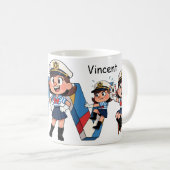 Personalisierter Name Segler Cartoon-Charakter * V Kaffeetasse (VorderseiteRechts)