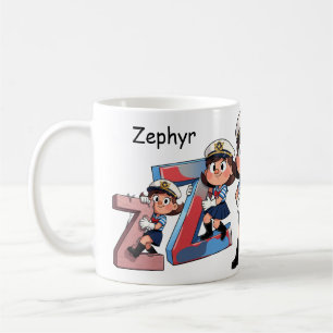 Personalisierter Name Segler Cartoon-Charakter * Z Kaffeetasse