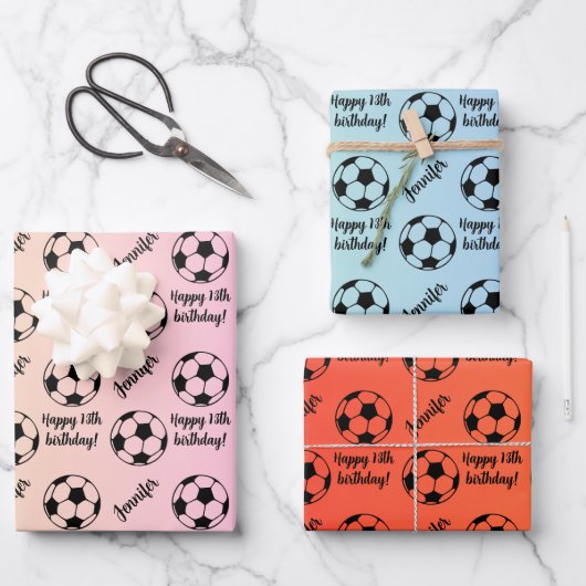 Personalisierter Name Sentiment Sport Fußball Gebu Geschenkpapier Set (Vorderseite)