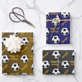 Personalisierter Name Sentiment Sport Fußball Gebu Geschenkpapier Set