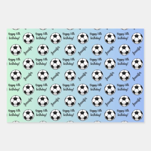 Personalisierter Name Sentiment Sport Fußball Gebu Geschenkpapier Set (Vorderseite 2)