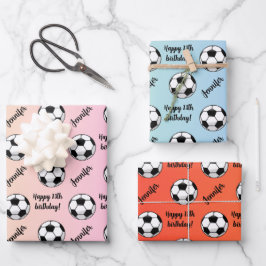 Personalisierter Name Sentiment Sport Fußball Gebu Geschenkpapier Set