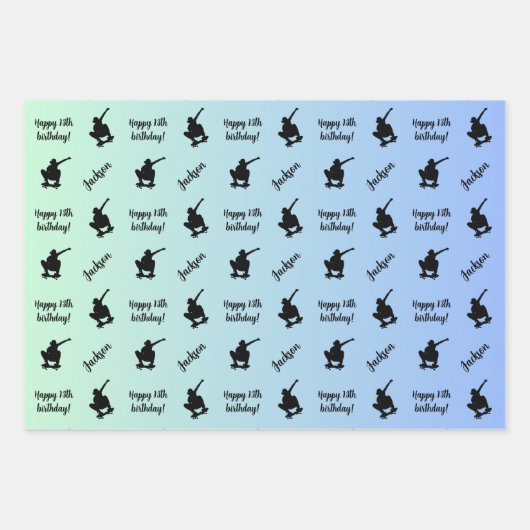 Personalisierter Name Sentiment Sport Skateboardin Geschenkpapier Set (Vorderseite 2)