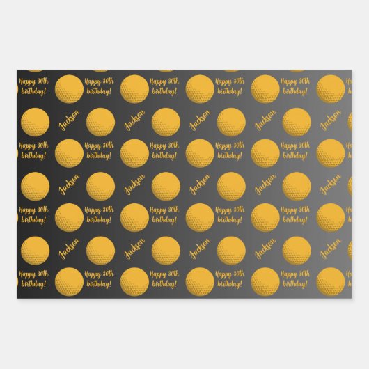 Personalisierter Name Sentiment Sport Thema Golf Geschenkpapier Set (Vorderseite 3)