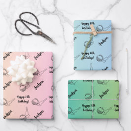 Personalisierter Name Sentiment Sport Thema Golf Geschenkpapier Set