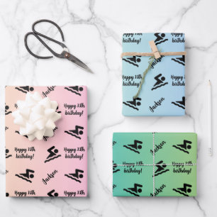 Personalisierter Name Sentiment Sport Thema Schwim Geschenkpapier Set