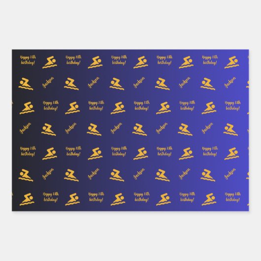 Personalisierter Name Sentiment Sport Thema Schwim Geschenkpapier Set (Vorderseite 2)