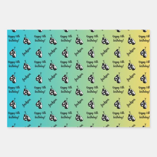 Personalisierter Name Sentiment Sport Theme Boxing Geschenkpapier Set (Vorderseite 3)