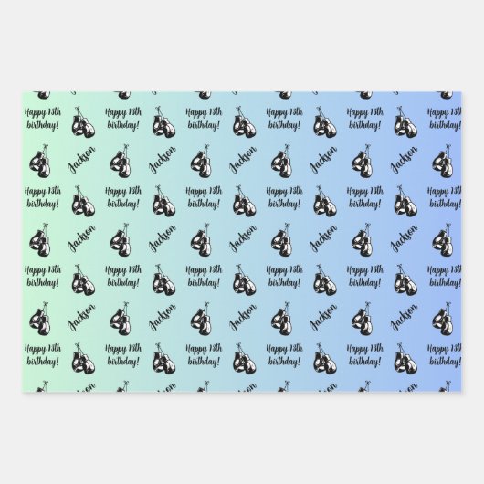 Personalisierter Name Sentiment Sport Theme Boxing Geschenkpapier Set (Vorderseite 2)