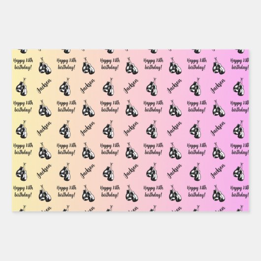 Personalisierter Name Sentiment Sport Theme Boxing Geschenkpapier Set (Vorderseite)