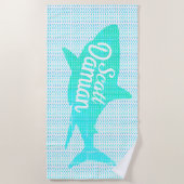 Personalisierter Name Shark Waves Benutzerdefinier Strandtuch (Vorderseite)