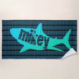 Personalisierter Name Shark Waves Benutzerdefinier Strandtuch