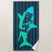 Personalisierter Name Shark Waves Benutzerdefinier Strandtuch (Vorderseite)