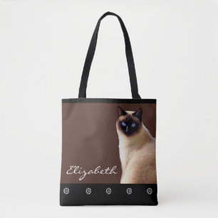 Personalisierter Name Siam Cat Tote Bag Tasche
