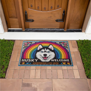 Personalisierter Name Siberian Husky Hund Willkomm Fußmatte