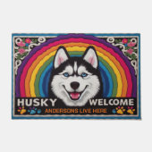 Personalisierter Name Siberian Husky Hund Willkomm Fußmatte (Vorderseite)