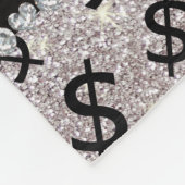 Personalisierter Name Silber Glitzer - Dollarzeich Fleecedecke (Ecke)