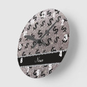 Personalisierter Name Silber Glitzer Dollarzeichen Runde Wanduhr (Winkel)